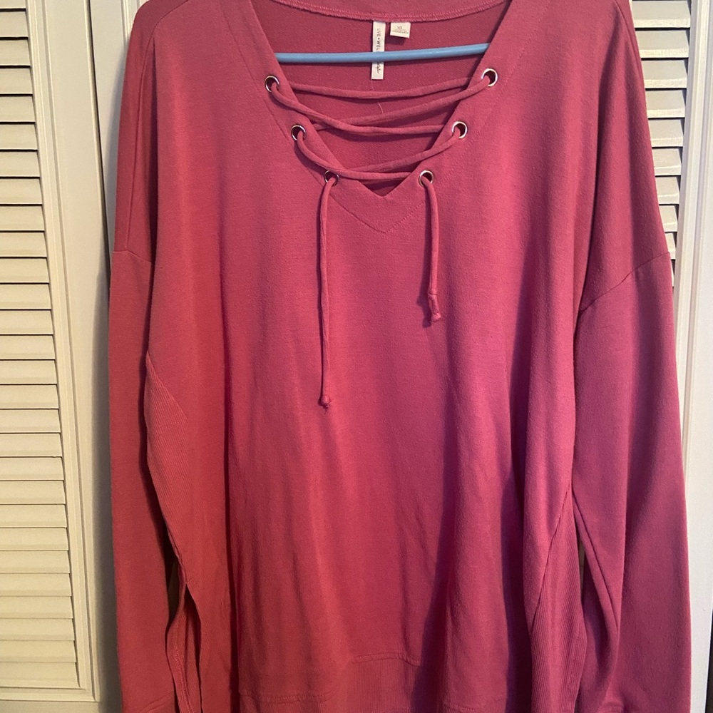 Cato Pink Lace-Up Sweatshirt